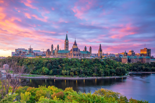 Sunset in Ottawa, Ontario, in Canada